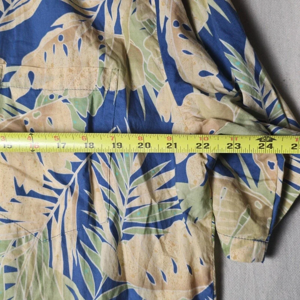 Tori Richard Hawaiian Shirt XL Short Sleeve 100% Cotton Blue/Green Leaves USA - Picture 6 of 16